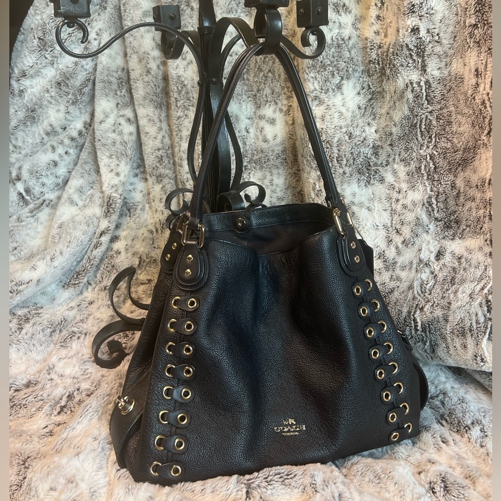 Coach Eddie 31 Black with Gold Hardware.